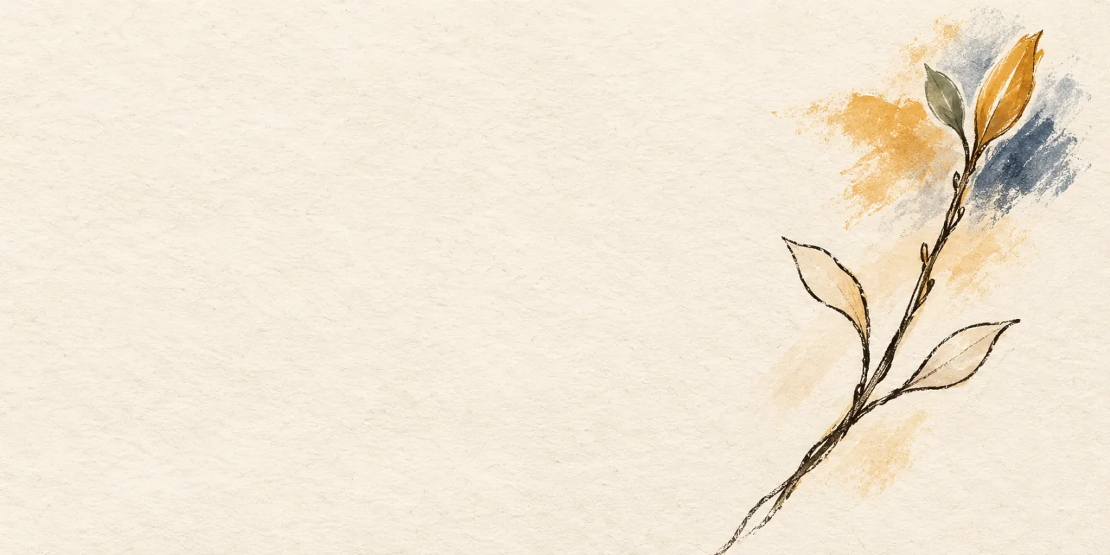 A growing branch in a minimalist ink and watercolor illustration.