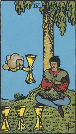 Rider-Waite-Smith illustration for Four of Cups