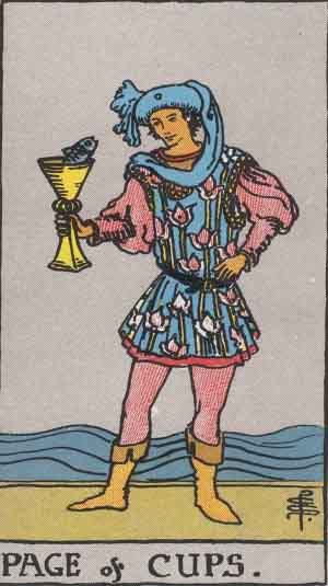 Rider-Waite-Smith illustration for Page of Cups