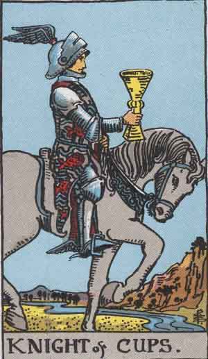 Rider-Waite-Smith illustration for Knight of Cups