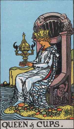 Rider-Waite-Smith illustration for Queen of Cups