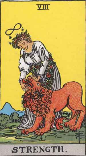 Rider-Waite-Smith illustration for Strength