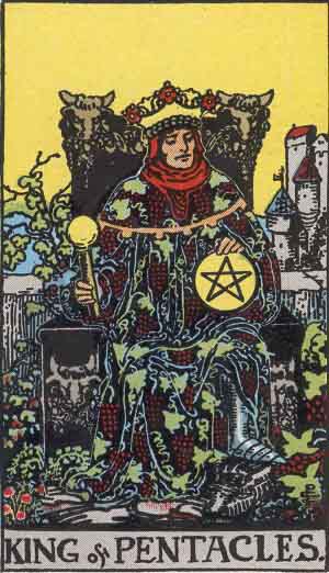 Rider-Waite-Smith illustration for King of Pentacles