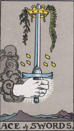 Rider-Waite-Smith illustration for Ace of Swords