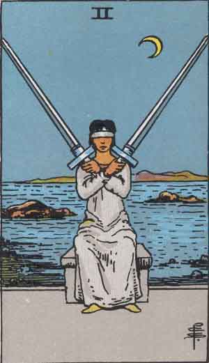 Rider-Waite-Smith illustration for Two of Swords
